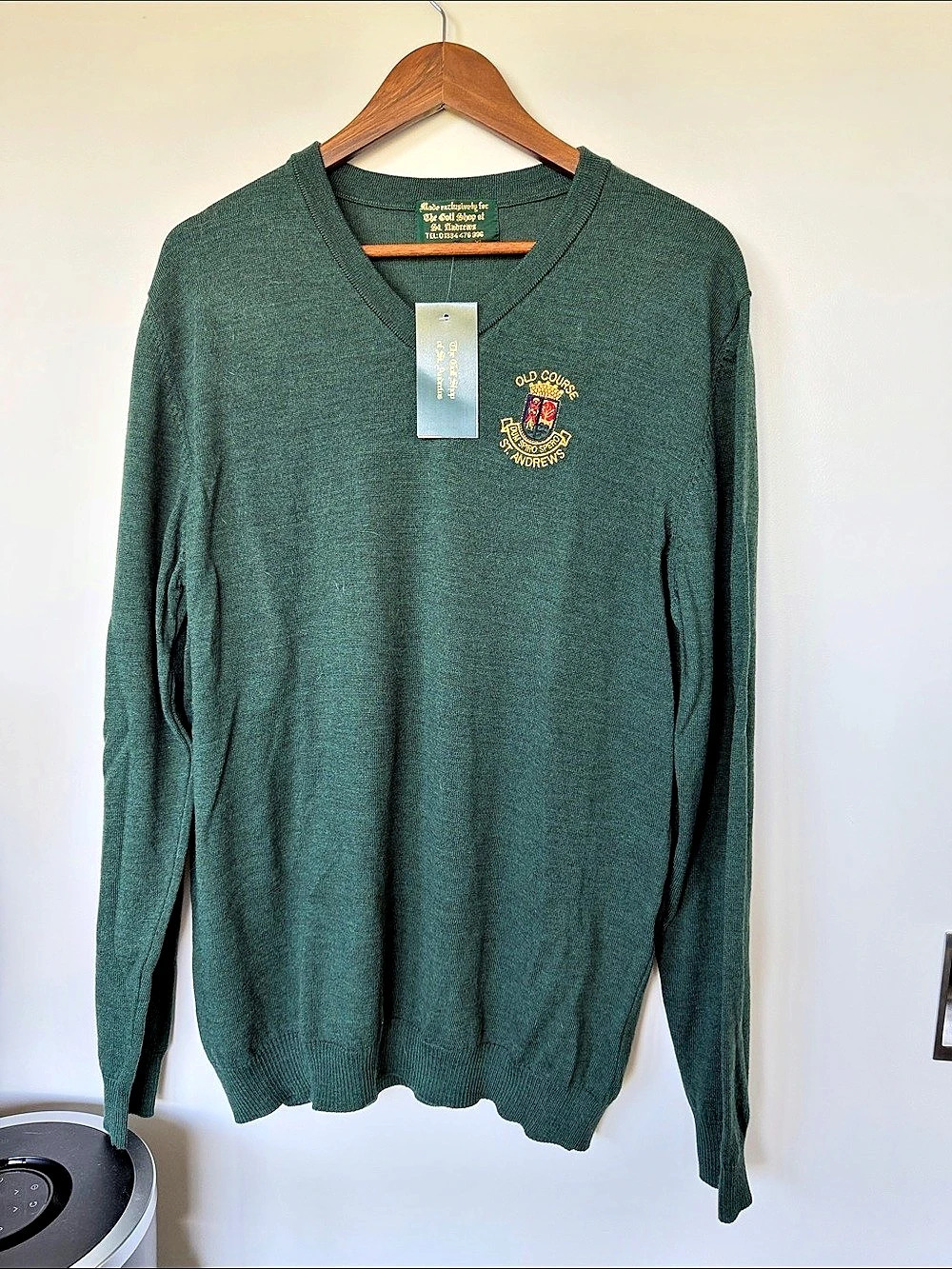Old Course St Andrews crest sweater Crewneck Merino Wool Sweater in Hunter Green